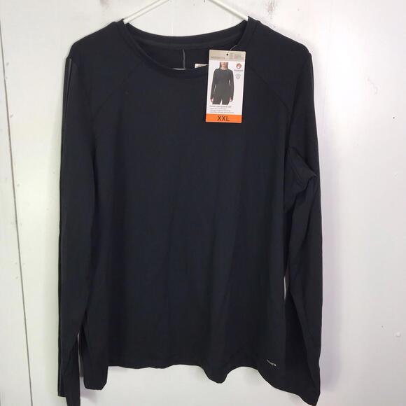 Mondetta Shirt Womens XXL Active Long Sleeve Semi Fitted Thumbholes New Black - Picture 1 of 8